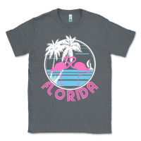 Charcoal Heather Hot Trend Florida Pink Flamingo Heart 80S Retro Vintage Style Classic Tee - lanVoArt