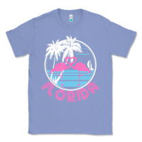 Colony Blue Hot Trend Florida Pink Flamingo Heart 80S Retro Vintage Style Classic Tee - lanVoArt
