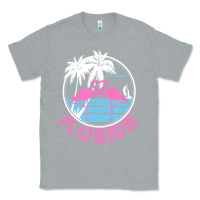 Heather Grey Hot Trend Florida Pink Flamingo Heart 80S Retro Vintage Style Classic Tee - lanVoArt