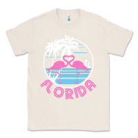 Natural Hot Trend Florida Pink Flamingo Heart 80S Retro Vintage Style Classic Tee - lanVoArt