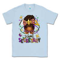 Dusty Blue mardi gras school secretary afro messy bun Classic Tee - texasbilliewilder