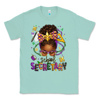 Mardi Gras School Secretary Afro Messy Bun Classic Tee | Teevron