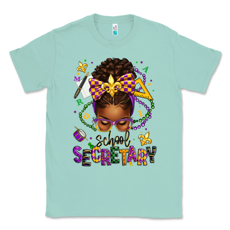 Mardi Gras School Secretary Afro Messy Bun Classic Tee by texasbilliewilder | Teevron