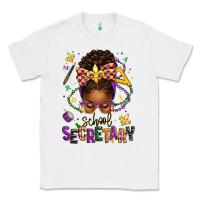 White mardi gras school secretary afro messy bun Classic Tee - texasbilliewilder