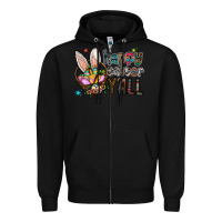 Black happy easter y all Zipper Hoodie - CowhideDigitalArt
