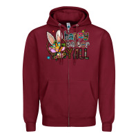 Burgundy happy easter y all Zipper Hoodie - CowhideDigitalArt
