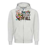 Dove Grey happy easter y all Zipper Hoodie - CowhideDigitalArt