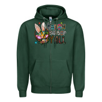 Sports Green happy easter y all Zipper Hoodie - CowhideDigitalArt