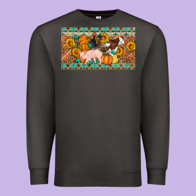 Fall Farm Animals Cow Pig Rooster Premium Sweatshirt Designed By Artiststas