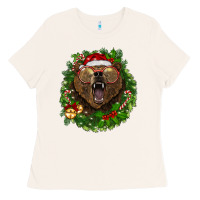 Bone christmas bear  wreath Ladies Tee - BarkalooDesign