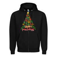 Black paw print christmas tree Zipper Hoodie - CowhideDigitalArt