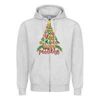Dove Grey paw print christmas tree Zipper Hoodie - CowhideDigitalArt