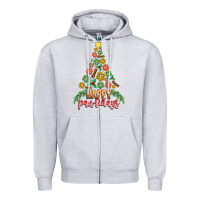 Heather Grey paw print christmas tree Zipper Hoodie - CowhideDigitalArt