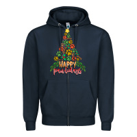 Navy paw print christmas tree Zipper Hoodie - CowhideDigitalArt