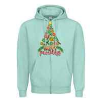 Seafoam paw print christmas tree Zipper Hoodie - CowhideDigitalArt