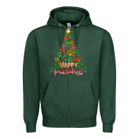 Sports Green paw print christmas tree Zipper Hoodie - CowhideDigitalArt