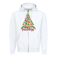 White paw print christmas tree Zipper Hoodie - CowhideDigitalArt
