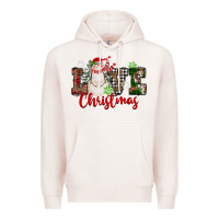 Pale Pink Love Christmas Snowman Premium Hoodie - FaDigitalArtStudio