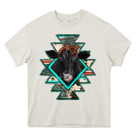 Cream black angus cowhide aztec Heavy Core Tee - JahusDesignShop