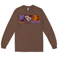 Chestnut peace love basketball Long Sleeve Tee - HowdyJamesFarm