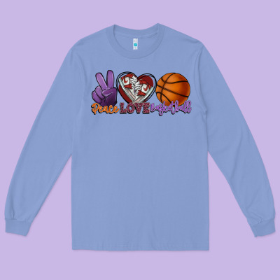 Peace Love Basketball Long Sleeve Tee Designed By Howdyjamesfarm