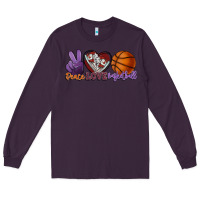 Plum peace love basketball Long Sleeve Tee - HowdyJamesFarm