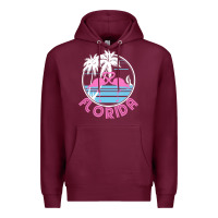 Burgundy Hot Trend Florida Pink Flamingo Heart 80S Retro Vintage Style Premium Hoodie - lanVoArt