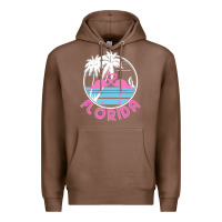 Chestnut Hot Trend Florida Pink Flamingo Heart 80S Retro Vintage Style Premium Hoodie - lanVoArt