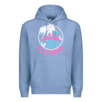 Colony Blue Hot Trend Florida Pink Flamingo Heart 80S Retro Vintage Style Premium Hoodie - lanVoArt