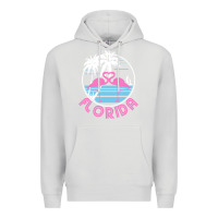 Dove Grey Hot Trend Florida Pink Flamingo Heart 80S Retro Vintage Style Premium Hoodie - lanVoArt