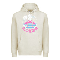 Oatmeal Heather Hot Trend Florida Pink Flamingo Heart 80S Retro Vintage Style Premium Hoodie - lanVoArt