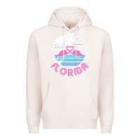 Pale Pink Hot Trend Florida Pink Flamingo Heart 80S Retro Vintage Style Premium Hoodie - lanVoArt