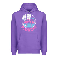 Purple Hot Trend Florida Pink Flamingo Heart 80S Retro Vintage Style Premium Hoodie - lanVoArt