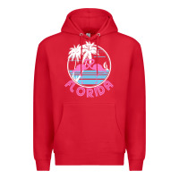 Red Hot Trend Florida Pink Flamingo Heart 80S Retro Vintage Style Premium Hoodie - lanVoArt