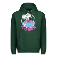 Sports Green Hot Trend Florida Pink Flamingo Heart 80S Retro Vintage Style Premium Hoodie - lanVoArt