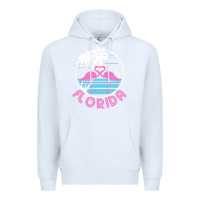 White Hot Trend Florida Pink Flamingo Heart 80S Retro Vintage Style Premium Hoodie - lanVoArt