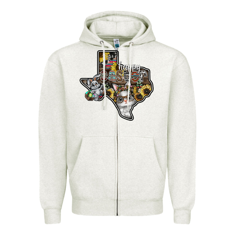 Happy Easter Texas Zipper Hoodie by CowhideDigitalArt | Teevron