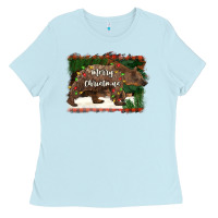 Baby Blue merry christmas bear Ladies Tee - BarkalooDesign