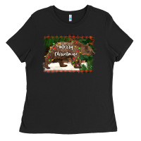 Black merry christmas bear Ladies Tee - BarkalooDesign
