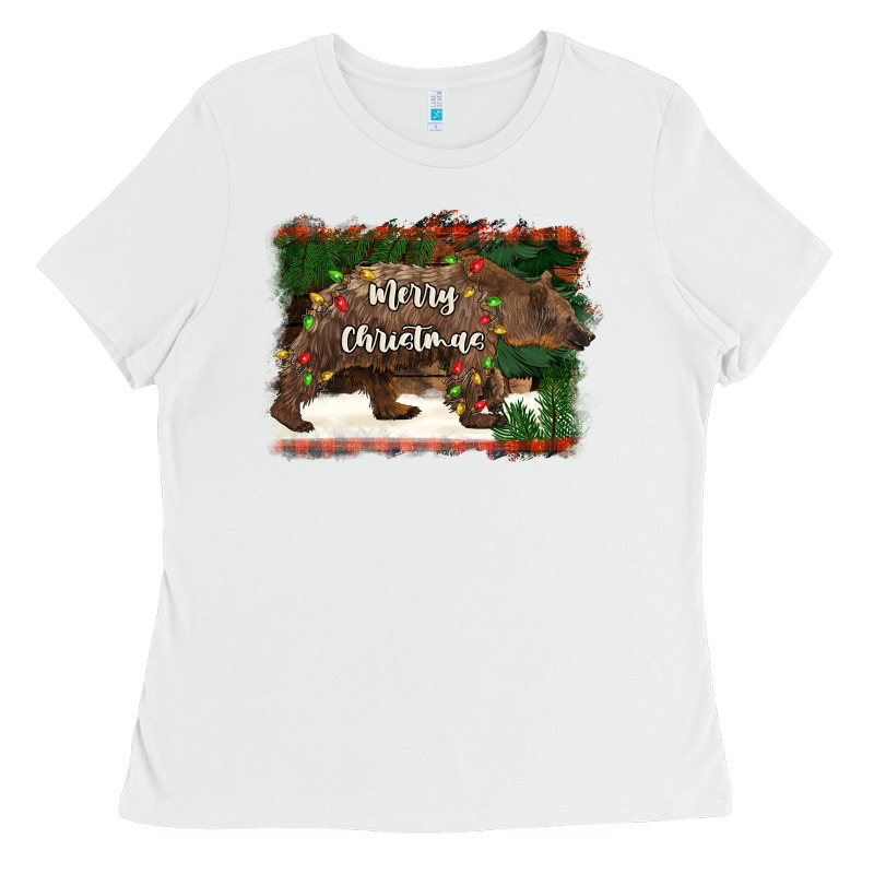 Merry Christmas Bear Ladies Tee by BarkalooDesign | Teevron