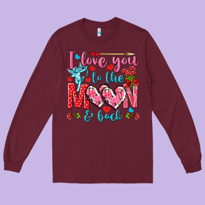 I Love You To The Moon And Back Valentine's Day Long Sleeve Tee Designed By Howdyjamesfarm