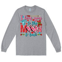 Heather Grey I love you to the moon and back Valentine's Day Long Sleeve Tee - HowdyJamesFarm