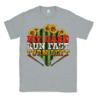 Heather Grey Hit hard run fast turn left Classic Tee - NancyCooperArtShop