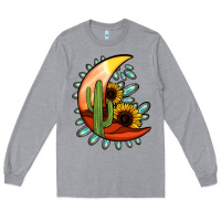 Heather Grey turquoise desert moon Long Sleeve Tee - Jasminsmagicworld