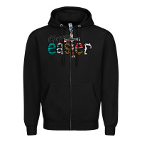 Black Happy Easter Zipper Hoodie - CowhideDigitalArt
