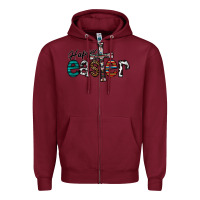 Burgundy Happy Easter Zipper Hoodie - CowhideDigitalArt