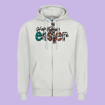 Happy Easter Zipper Hoodie Designed By Cowhidedigitalart