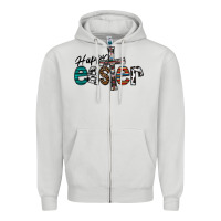 Dove Grey Happy Easter Zipper Hoodie - CowhideDigitalArt