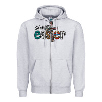 Heather Grey Happy Easter Zipper Hoodie - CowhideDigitalArt