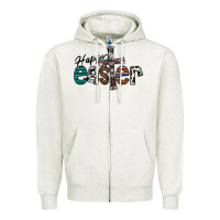 Oatmeal Heather Happy Easter Zipper Hoodie - CowhideDigitalArt